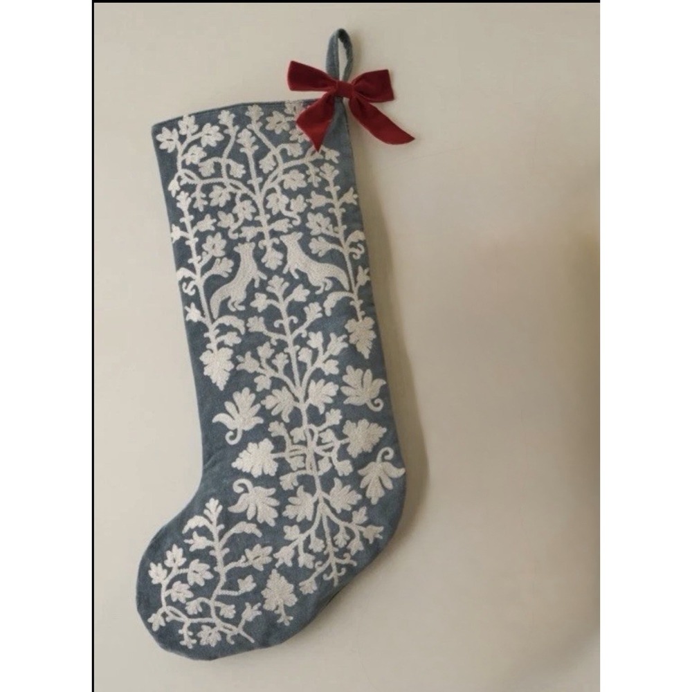 Magnolia Market Enchanted Forest Embroidered Velvet Christmas Stocking Waco XLG